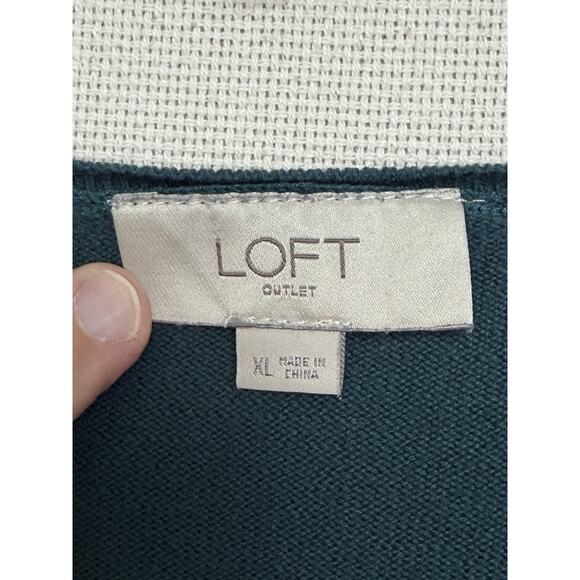 Loft Outlet Green Lightweight Knit Sweater Women's Size XL Long Sleeve V-neck - Picture 8 of 12